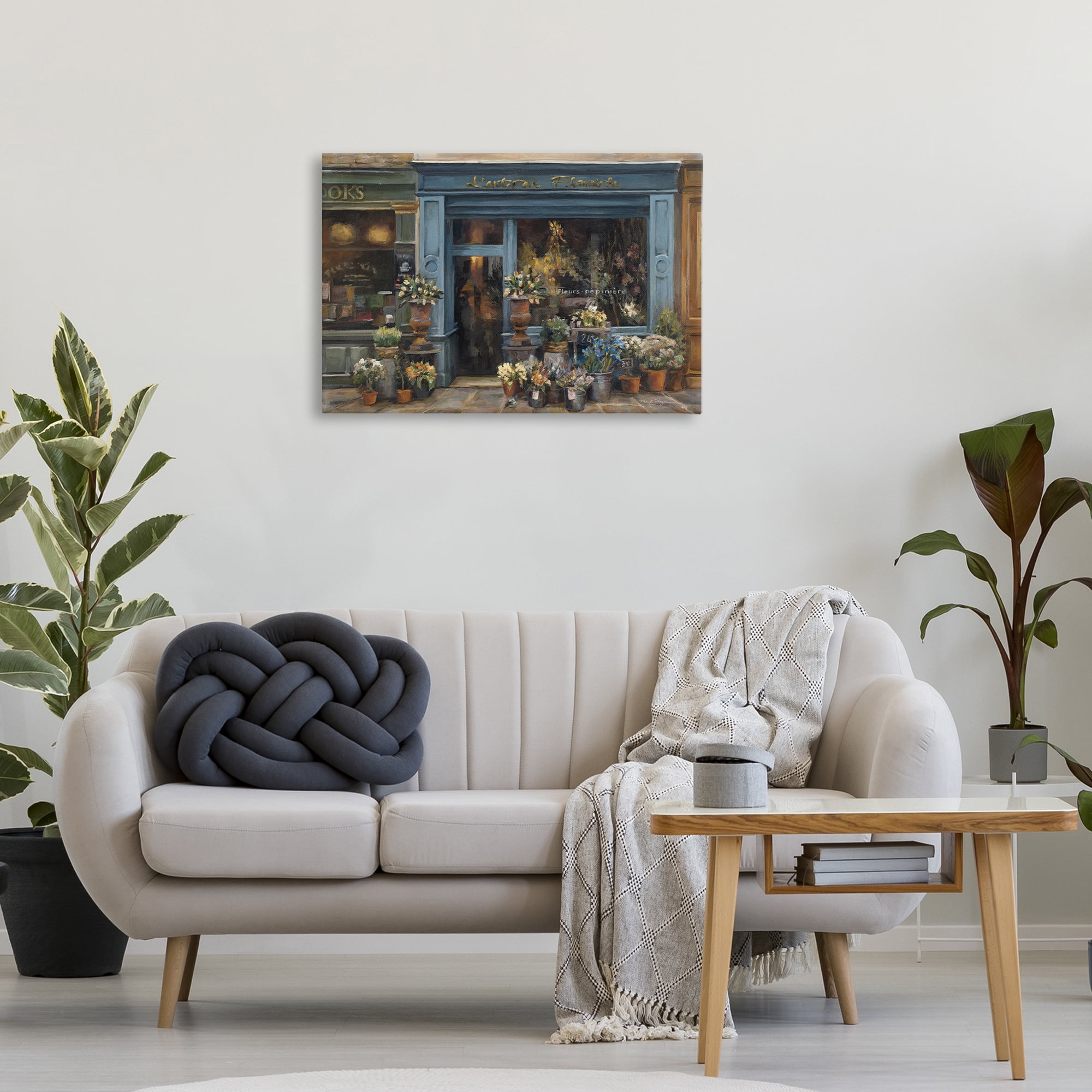 Stupell Industries Florist Shopfront in Town Buildings & Architecture Painting Wrapped Canvas Art Print Wall Art, 30 x 20