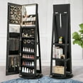thumbnail image 4 of Gymax Armoire à Bijoux Rotative à 360° avec Éclairage DEL et Table Pliante en Acrylique, Noir, 4 of 10