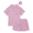 BLEACHED MAUVE, variant on Catherine Malandrino Girls Ribbed Short Sleeve Top, Shorts and Scrunchie Pajama Set, 3-Piece, Sizes 5-16