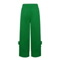 thumbnail image 4 of Flowy Pants for Women Women's Solid Color Loose High Waisted Ruffled Flower Wide Leg Fitness Yoga Casual Pants Ladies Warm up Women Casual plus Size Summer Womens Drawstring High Waist Ruched Green L, 4 of 6