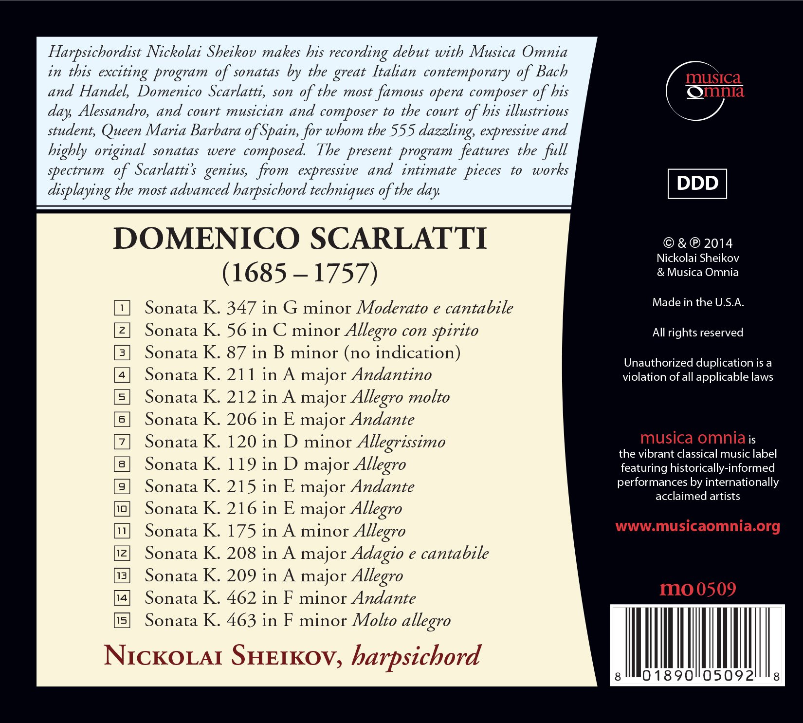 Scarlatti / Sheikov,Nickolai - Fifteen Sonatas - Music & Performance - CD