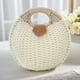 thumbnail image 2 of Bolso de mano de concha de ratán, cartera de mano de paja para mujer, elegante bolso de playa tejido blanco, bolso de paja para mujer, 2 of 5