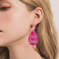 thumbnail image 5 of HongHeng 1 Pair Valentine Leather Earrings for Women Wedding Lightweight Faux Leather Leaf Long Dangle Heart Earrings Teardrop Earrings Set Valentines Day Gift, 5 of 6