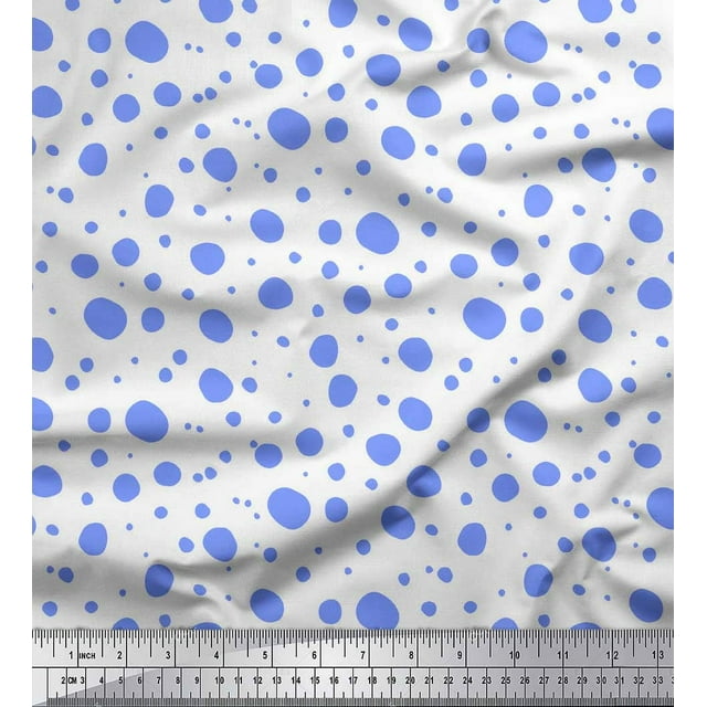 Soimoi Blue Heavy Satin Fabric Dots Dots Fabric Prints By Yard 54 Inch Wide