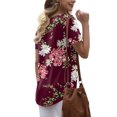 thumbnail image 3 of Womens Summer Short Sleeve Shirts Button Up Tunic Tops Casual Blouse Spring T-Shirts, 3 of 5