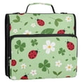 thumbnail image 2 of Haosy 3 Ring Zipper Binder with Shoulder Strap Waterproof Trapper Keeper 2 Inch D-Ring 500 Sheets Capacity, Ladybird Clover Leaf Flower, 2 of 8