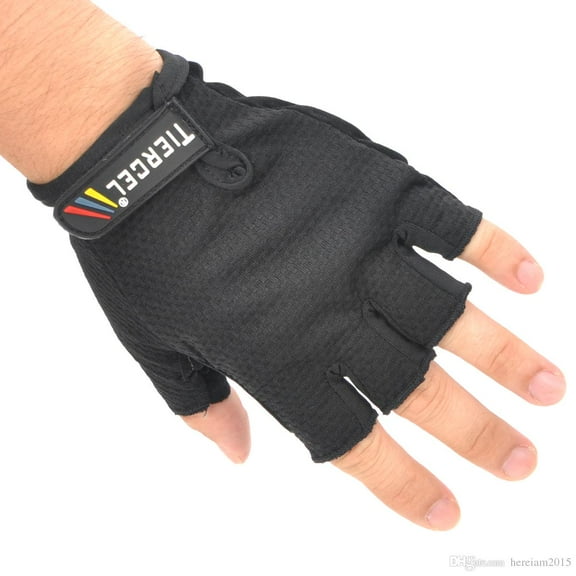 Fingerless Cycling Gloves - Black - Large