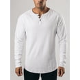 thumbnail image 2 of FAROOT Men's Spring Autumn Casual T-shirt Solid Color Long Sleeve Crewneck Button Down Shirt Tops, 2 of 7