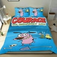 thumbnail image 1 of Coraje, el Perro Cobarde Conjunto de sábanas temático, trío de piezas, cómodo y amigable con la piel, diseño único, regalo de decoración para el hogar para familiares, amigos y fans,140cm *210cm, 1 of 6