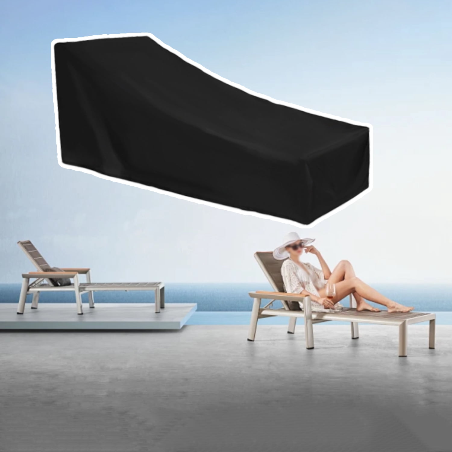 OPTUTUS 600D Outdoor Chaise Lounge Covers Waterproof ，Patio Furniture Pool Lounge Chair Cover 83 x 32 x 30 inch