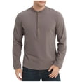 thumbnail image 2 of Zylanna Men's Henley Shirts, Button Solid Color 100%Cotton Long Sleeve Crew Neck Casual Pullover for Men Dark Gray, 2 of 6