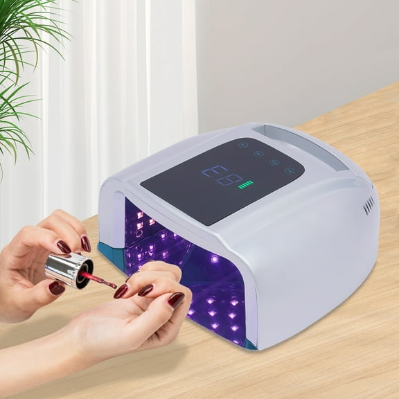 Professional Rechargeable 96W UV LED Portable Cordless UV Light for Nail Lamp Machine with Removable Stainless Steel Bottom,4 Timer Setting and Smart Sensor Nail Dryer (Silver)