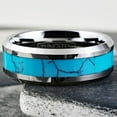 thumbnail image 7 of Tungsten Carbide Rings for Men Wedding Bands for Him 8mm Turquoise Center, 7 of 7