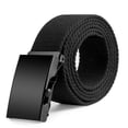thumbnail image 2 of Plain Canvas Military Web Belt Solid Black Metal Roller Buckle Mens Womens, 2 of 4