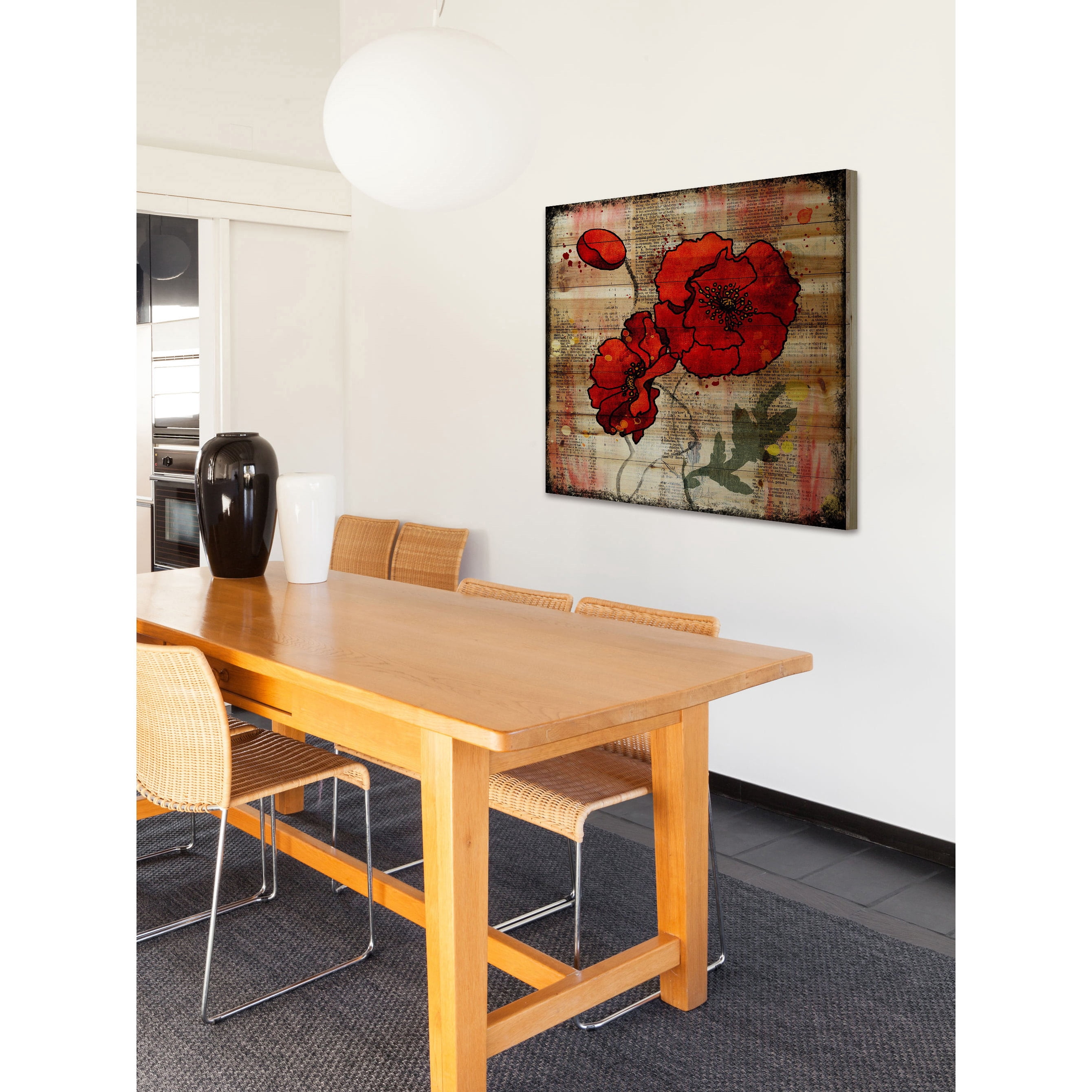 Marmont Hill "Poppy Talk 2" by Vicki Butler Painting Print on Natural Pine Wood