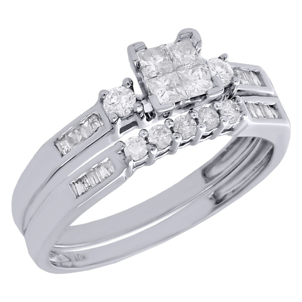 Jewelry For Less 10K WOMENS WHITE GOLD PRINCESS CUT
