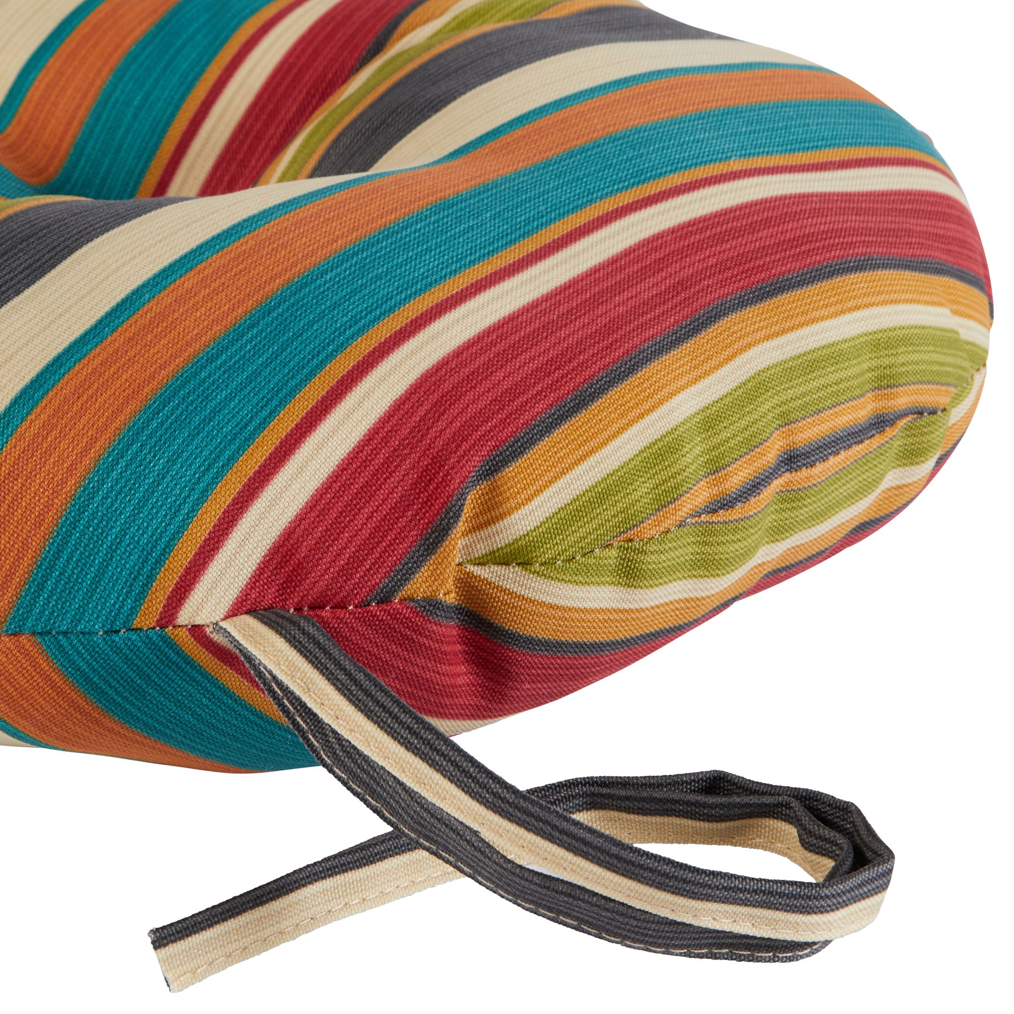 Greendale Home Fashions SunSet Stripe 15 in. Round Outdoor Reversible Bistro Seat Cushion (Set of 2) - image 4 of 6