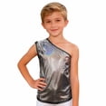 thumbnail image 3 of Ticikt Kids Girls One-Shoulder Sequins Dance Crop Tops Jazz Hop Stage Performance Tank Vest Dancewear, 3 of 5