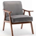 thumbnail image 2 of Grey Mid-Century Chair with Soft Velvet / Ideal for Small Rooms and Cozy Corners, 2 of 5