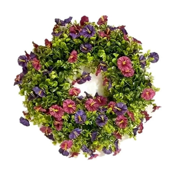 DefiDgd 12inch Artificial Flower Wreath for Front Door,Spring Summer Floral Wreaths with Eucalyptus Leaves for Farmhouse Home Wall Indoor Outdoor Window Party Wedding Decor(B)