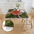 thumbnail image 2 of BANET  Luxury Velvet Decor Table Cloth Square Table,Pink Floral with Daisy and Leaves Pattern Table Cover,Fabric Decoration Tablecloth for Kitchen,Parties,Banquets,Thanksgiving white, 2 of 8