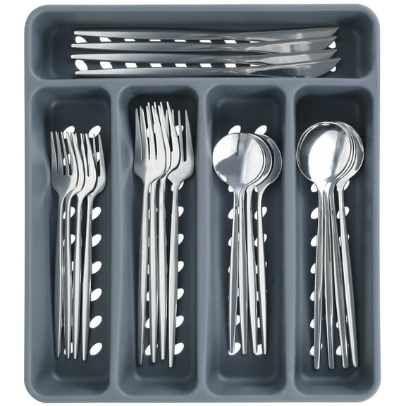 21Pcs Silverware Set Stainless Steel Cutlery Utensils Set Exquisite Flatware Cutlery Set Fork Spoon Utensils Set Flatware Set with Organizer Tray for Home Kitchens Restaurant