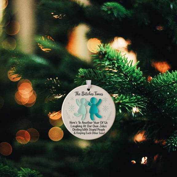 Friendship Sea Glass Ornament,Funny Christmas Decoration for Best Friends,Ceramic Hanging Ornament,Unique Holiday Gift for BFFs,Snowflake Design | Friendship Gift,Christmas Tree Decor,3in