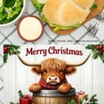 thumbnail image 3 of JOOCAR Merry Christmas Highland Cow with Gifts Design Linen Table Mats Set of 4 for Home Kitchen Table Decor 12x18 inch, 3 of 5