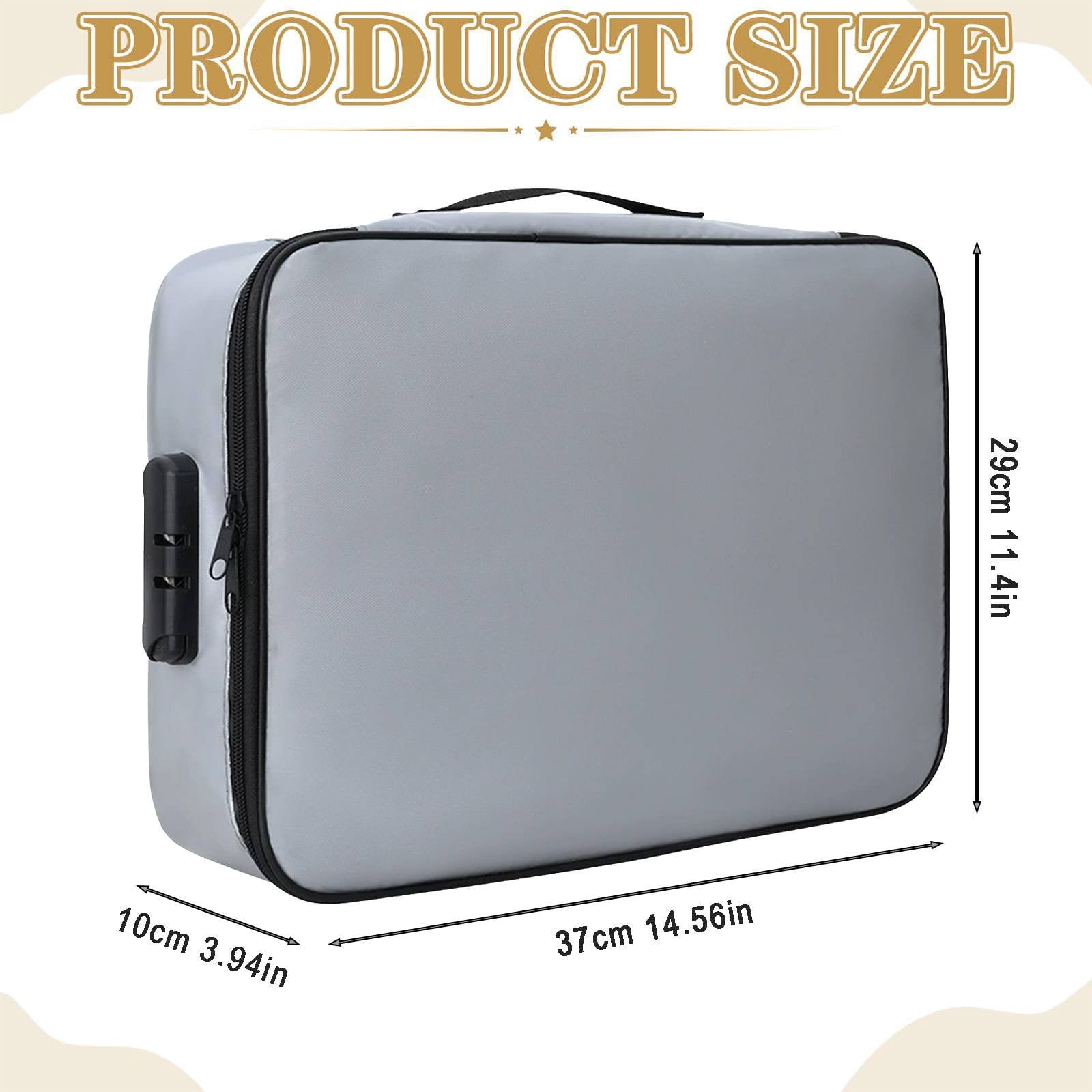 BinKFF Fireproof File Organizer with Lock, Hard-Shell Case Fireproof Document Box with Pocket Accordion File Folder, Portable Home Office Travel Safe Storage for Important Documents Laptop