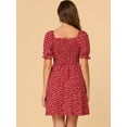 thumbnail image 3 of INSPIRE CHIC Women's Heart Print Square Neck A-Line Smocked Short Dress, 3 of 5