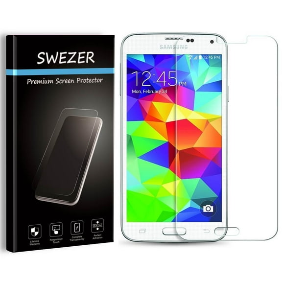 Samsung Galaxy S5 [SWEZER] Tempered Glass Screen Protector, Anti-Scratch, Anti-Bubble, Anti-Chip Edge [Black]