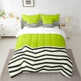 thumbnail image 2 of Erosebridal Geometric Swirl Striped Bedding Queen Size,Simple Geometric Lines Bed Set,Green White Bedding Sets Queen Size,Breathable Room Decoration Reversible,7pcs, 2 of 7
