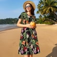 thumbnail image 5 of Spring Summer Dresses for Women 2025 - Elegant Tropical Flowers Wedding Guest Dresses, Beach Vacation Clothes, Hawaiian Sundresses Casual Short Sleeve Dress for Women with Pockets, 5 of 7