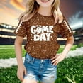 thumbnail image 2 of Fshinging Toddler Girls T Shirts Sequin Football Graphic Summer Tees Tops Glitter Print Short Sleeve Crew Neck Kids Clothes Size 12-13 Years, 2 of 4