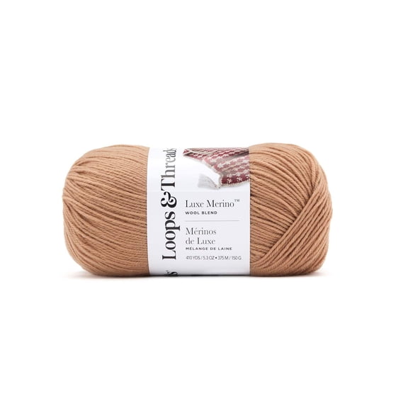 Luxe Merino Solid Yarn by Loops & Threads - Yarn for Knitting - Crochet - Weaving - and Arts & Crafts - Orange - Wool Blend - 5.3 oz