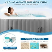 4-6 Person Outdoor Portable Inflatable Heated Hot Tub with 130 Bubble Jets, Square Inflatable Heated Pool Spa with Insulated Cover, Insulated Cover and Carry Bag, Gray
