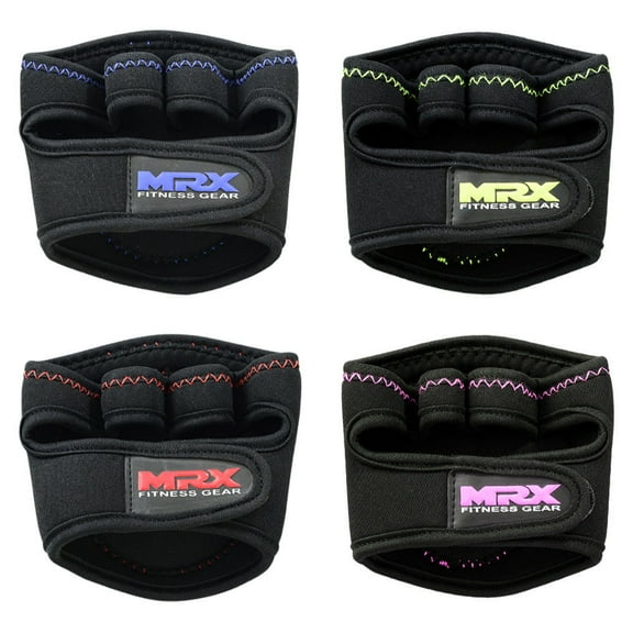 MRX Weight Lifting Grip Pads Pro Grips Gym Gloves Training Fitness Workout Black / Red L/XL