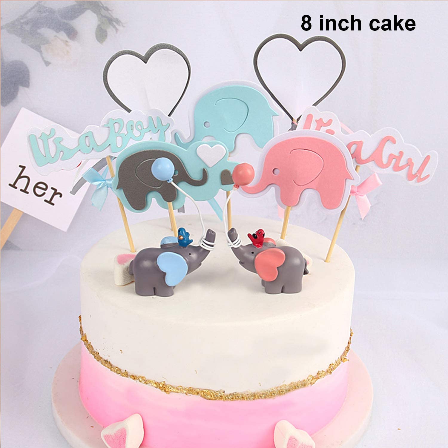 Set Of 12 Girl Birthday Party Decorations Lavender And White 1st Birthday Elephant Cupcake Toppers Kitchen Dining Home Living Intellistall Com