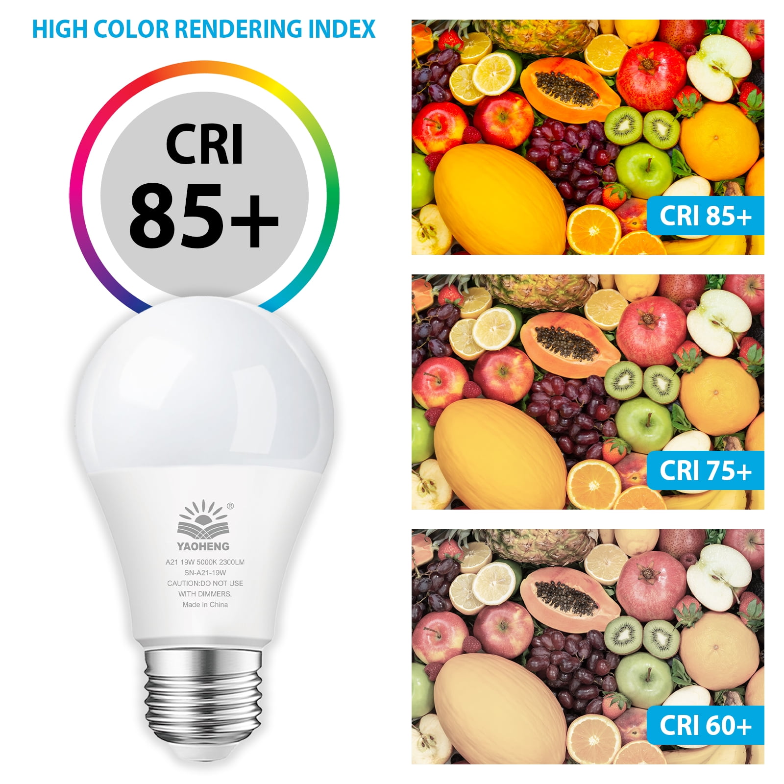 LED Light Bulb A21, 150W Equivalent, 19W 5000K Daylight, 2300 Lumens, Non-Dimmable E26 Base, Super Bright Indoor LED Bulbs, Energy Efficient, ETL Listed (12-Pack)