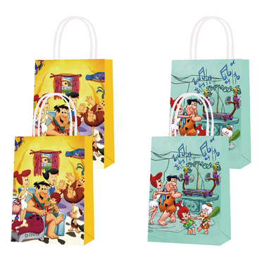 16 Pcs For Flintstones-Themed Party Favor Bags - Candy Gift Bags with Handles for Kids' Birthday Party Decorations