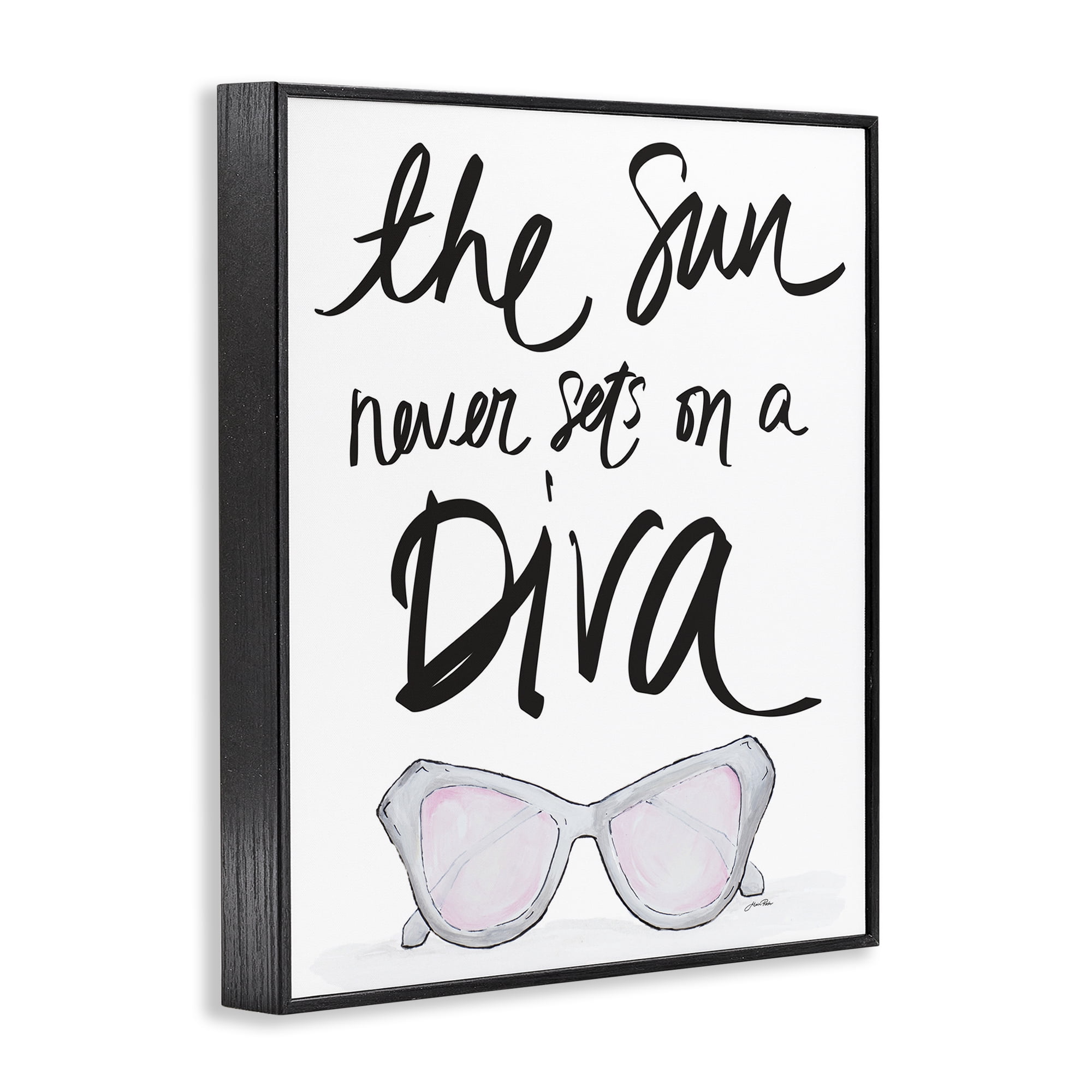 Stupell Industries Sun Never Sets on Diva Beauty & Fashion Painting Black Framed Art Print Wall Art, 11 x 14