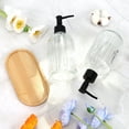 thumbnail image 5 of 2-Piece Clear Glass Soap Dispenser Set with Tray | Kitchen Dish Soap Dispenser, Bathroom Hand Soap Dispenser, Manual Pump Liquid Dispenser, Transparent, 5 of 9