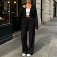 thumbnail image 2 of SuTry Women Two Piece Tracksuit Set Zip Up Hoodie and Wide Leg Pants Ribbed Knit Drawstring Waist Relaxed Fit Casual Loungewear, 2 of 6