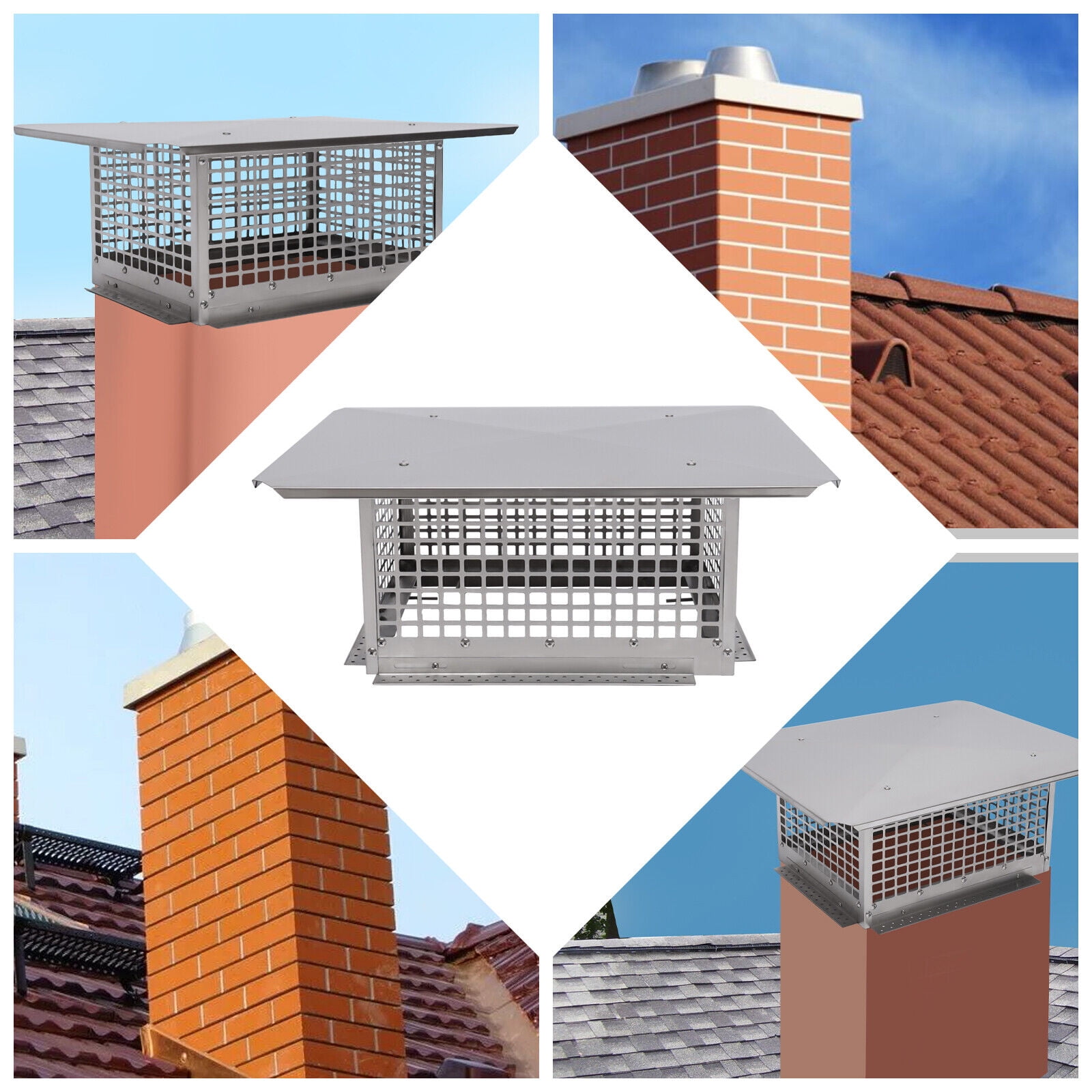 FETCOI Mesh Chimney Cap Flue Caps Fireplace Chimney Cover Guard 304 Stainless Steel (17" x 21