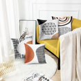 thumbnail image 4 of Boho Set of 4 Throw Pillow Covers Mid Century Bohemian Black and White Brown Minimalist Abstract Art Decorative Pillow Cases Home Decor Standard Square 18x18 Inches Pillowcases, 4 of 6