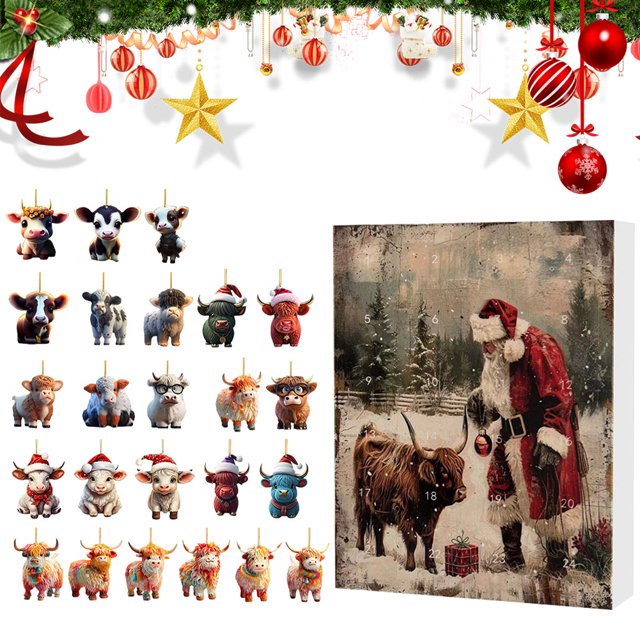 Calendario Adviento Navidad 2024 Adorno Decorativo Con Lindo Ganado