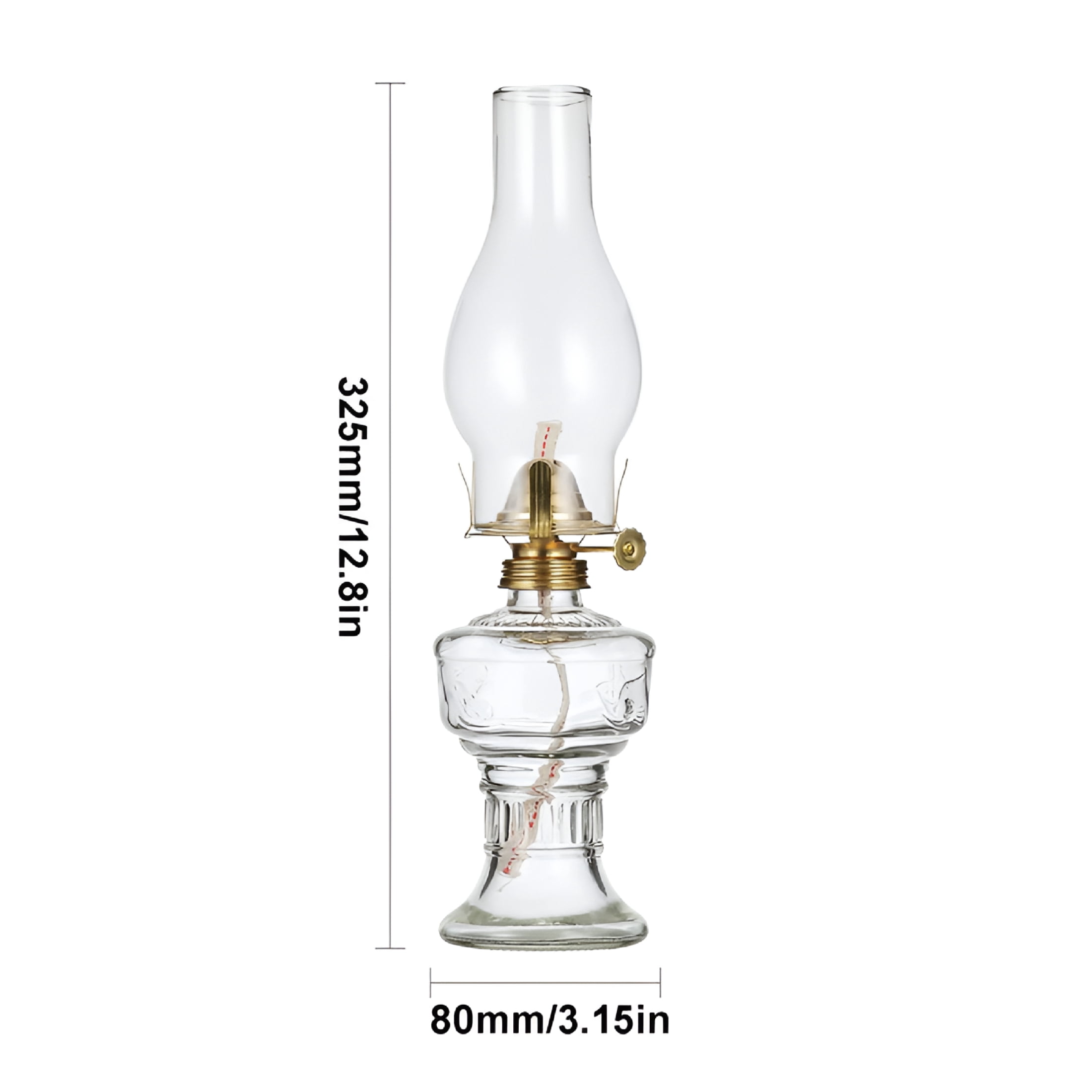 HIBIBUD Rustic Oil Lamp Large Vintage Glass Kerosene Lamp Chamber Oil Lamps for Indoor Use Home Decor Classic Old Hurricane Oil Lamp for Emergency Lighting 12.8''