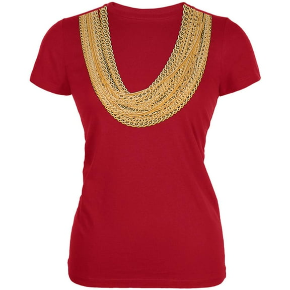 Gold Chains Red Soft Juniors T-Shirt - Large