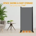 thumbnail image 4 of 4 Panel Folding Privacy Screens, 6 FT Tall Wall Divider with Metal Frame, Freestanding Room Divider for Office Bedroom Study (4 Panel, Grey), 4 of 13