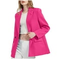 thumbnail image 2 of Herrnalise Womens Casual Blazers Open Front Long Sleeve Work Office Jackets Blazer Solid Color Lapel Collar Jacket Hot Pink,S, 2 of 7